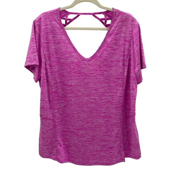 Livi Moisture Wicking V-Neck Pink Heather Top Women's Size 18/20 - Picture 1 of 5